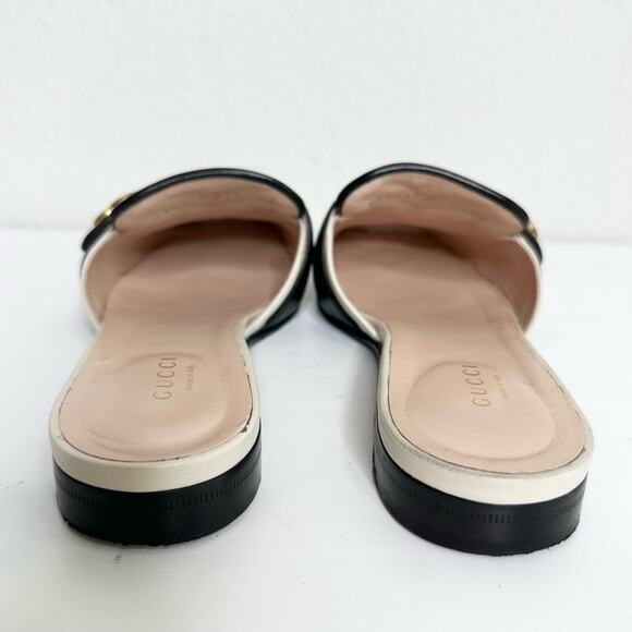 GUCCI Marmont GG Mules Size 37.5 Black and Cream Quilted Leather Sandals - Picture 6 of 11